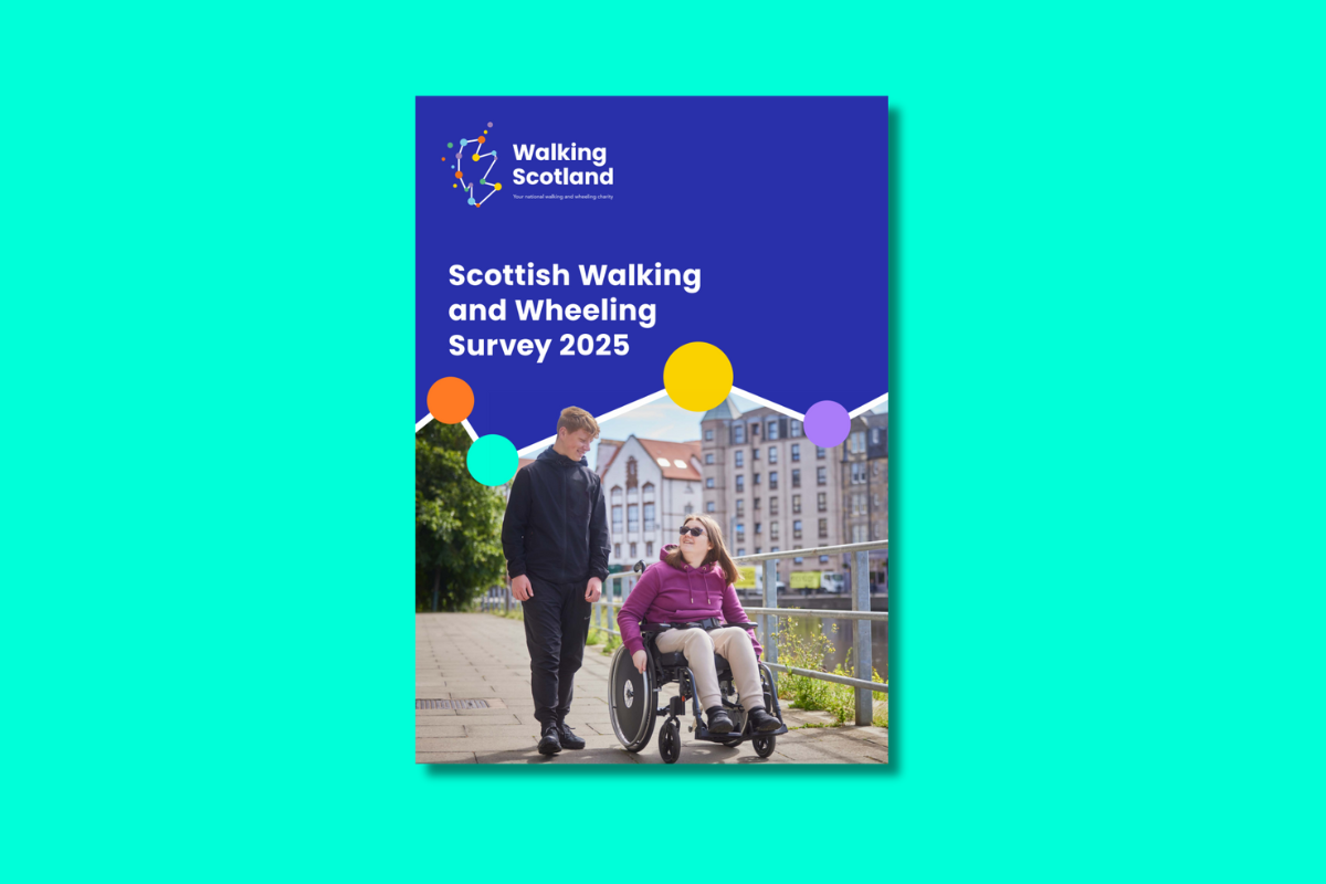 The front cover of the Walking and Wheeling Survey 2025 report, set on a light green background.