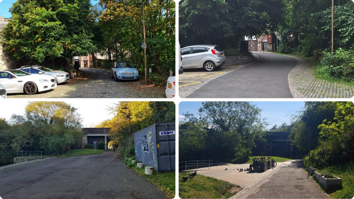 Before and after photos of Coalie Park paths, new seating and improved surfaces.