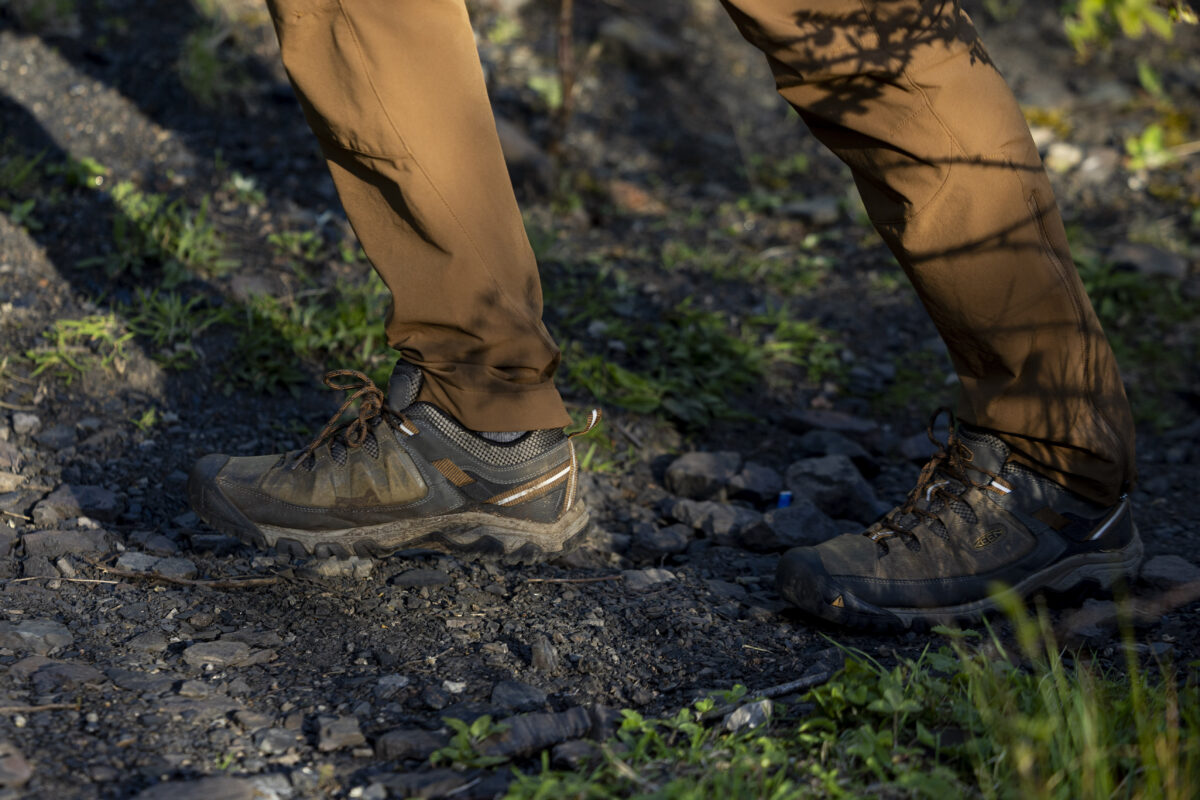 A close up of a pair of walking trainers.